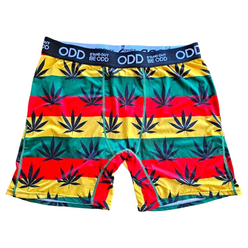 ODD Stand Out Be Odd 420 Boxer Briefs Men XL Underwear Rasta Green Multi Striped